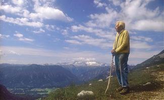 Edi Schaar with Dachstein Glacier in background